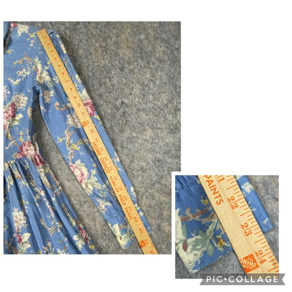 Laura Ashley Cottagecore Romantic Feminine Prairie Floral Cotton Wool Dress Sz 8 - Picture 16 of 16